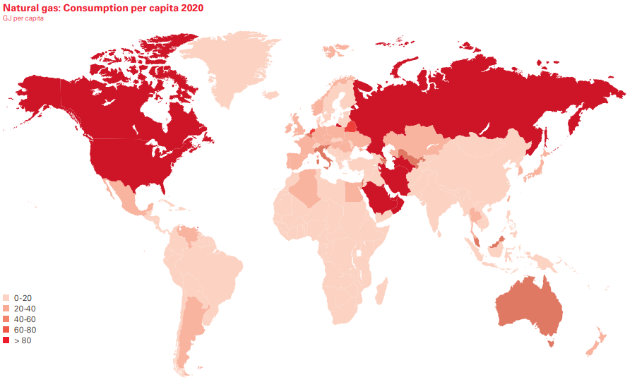Consumo gas nel mondo Consumo gas nel mondo