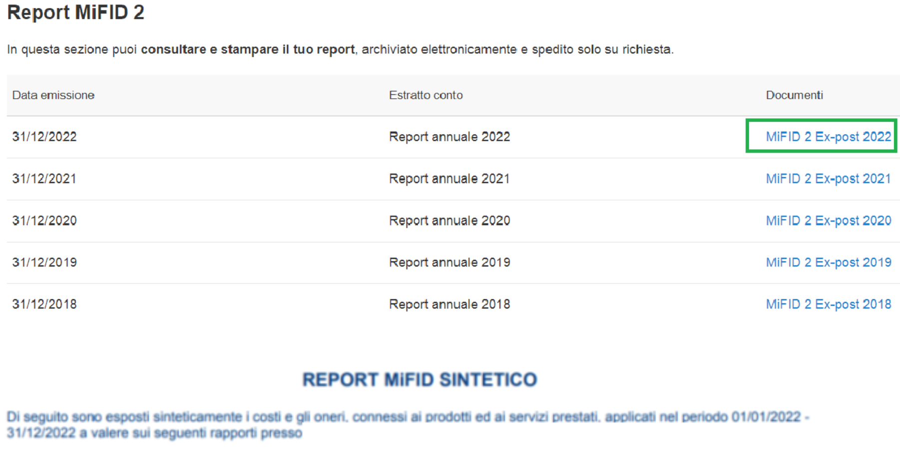 Report MiFID