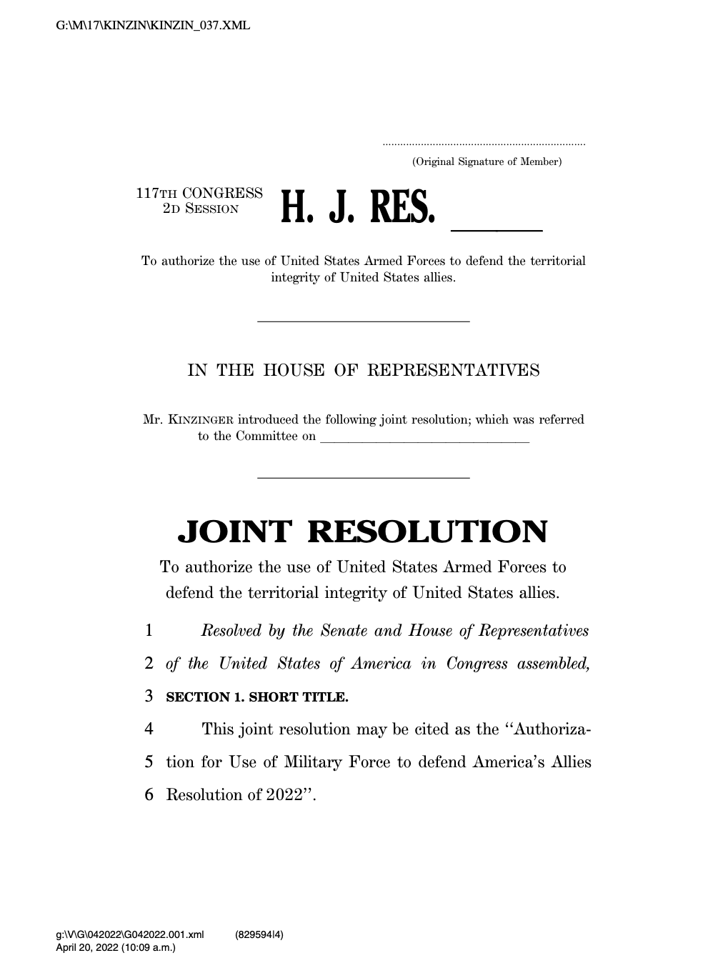 Testo della nuova versione dell'Authorization for Use of Military Force (AUMF)