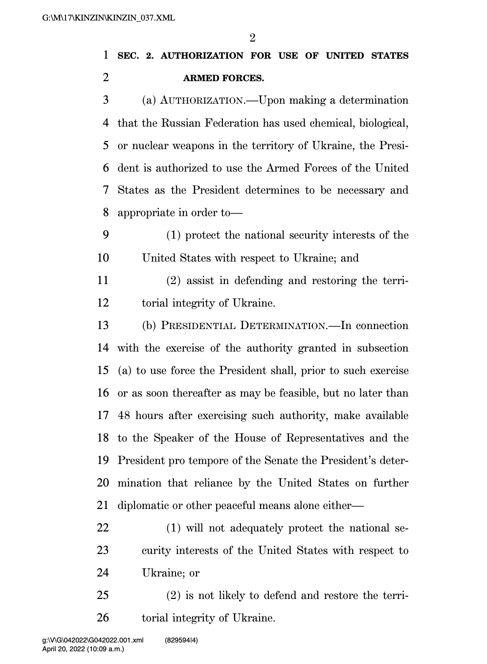 Testo della nuova versione dell'Authorization for Use of Military Force (AUMF)