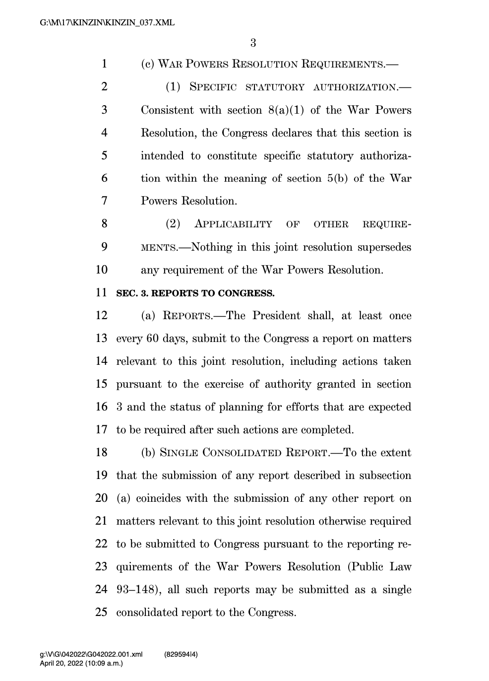 Testo della nuova versione dell'Authorization for Use of Military Force (AUMF)