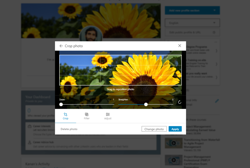 Modifica foto sfondo LinkedIn