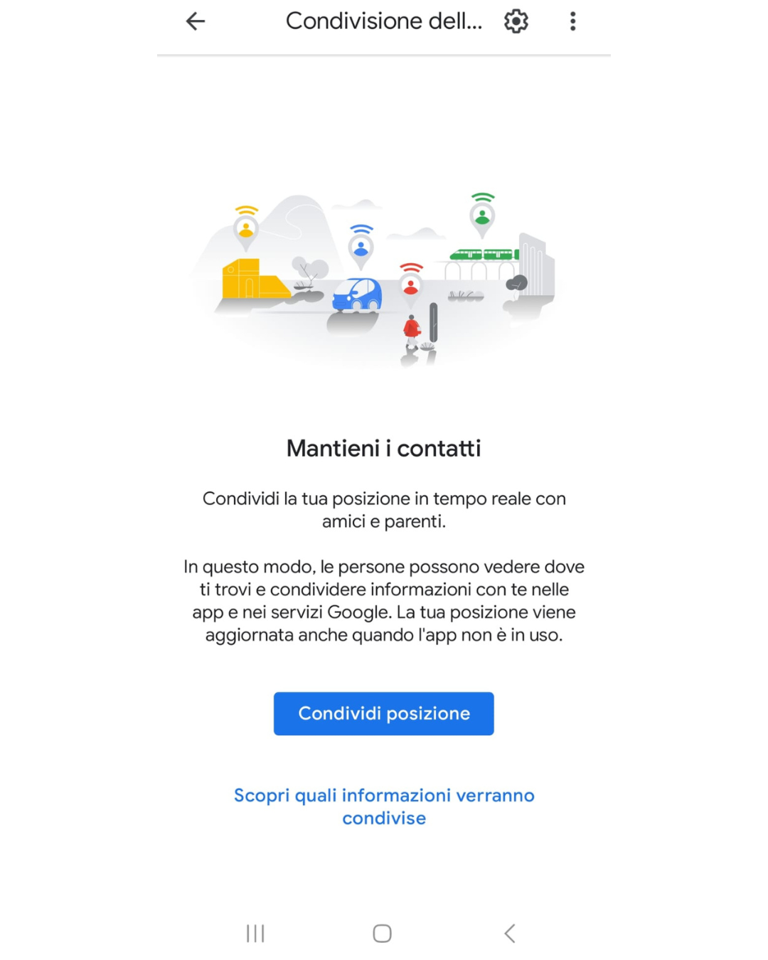 Cliccare su “Condividi posizione”