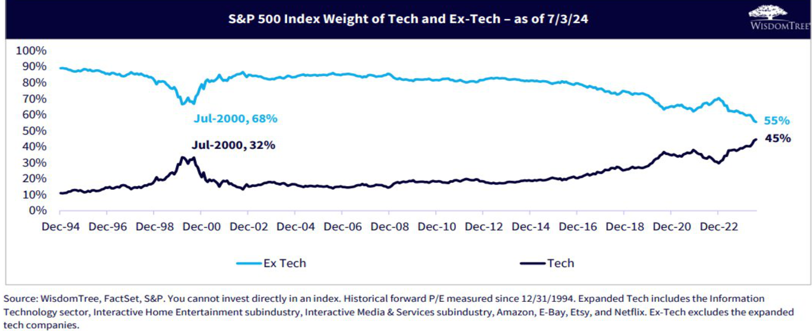 La performance dello S&P500 dipende ormai per metà dal settore Tech