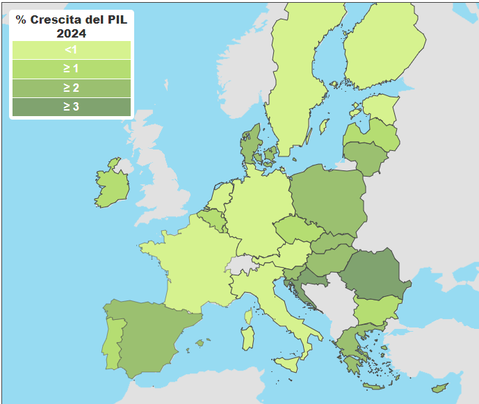 Crescita Pil 2024 in Ue