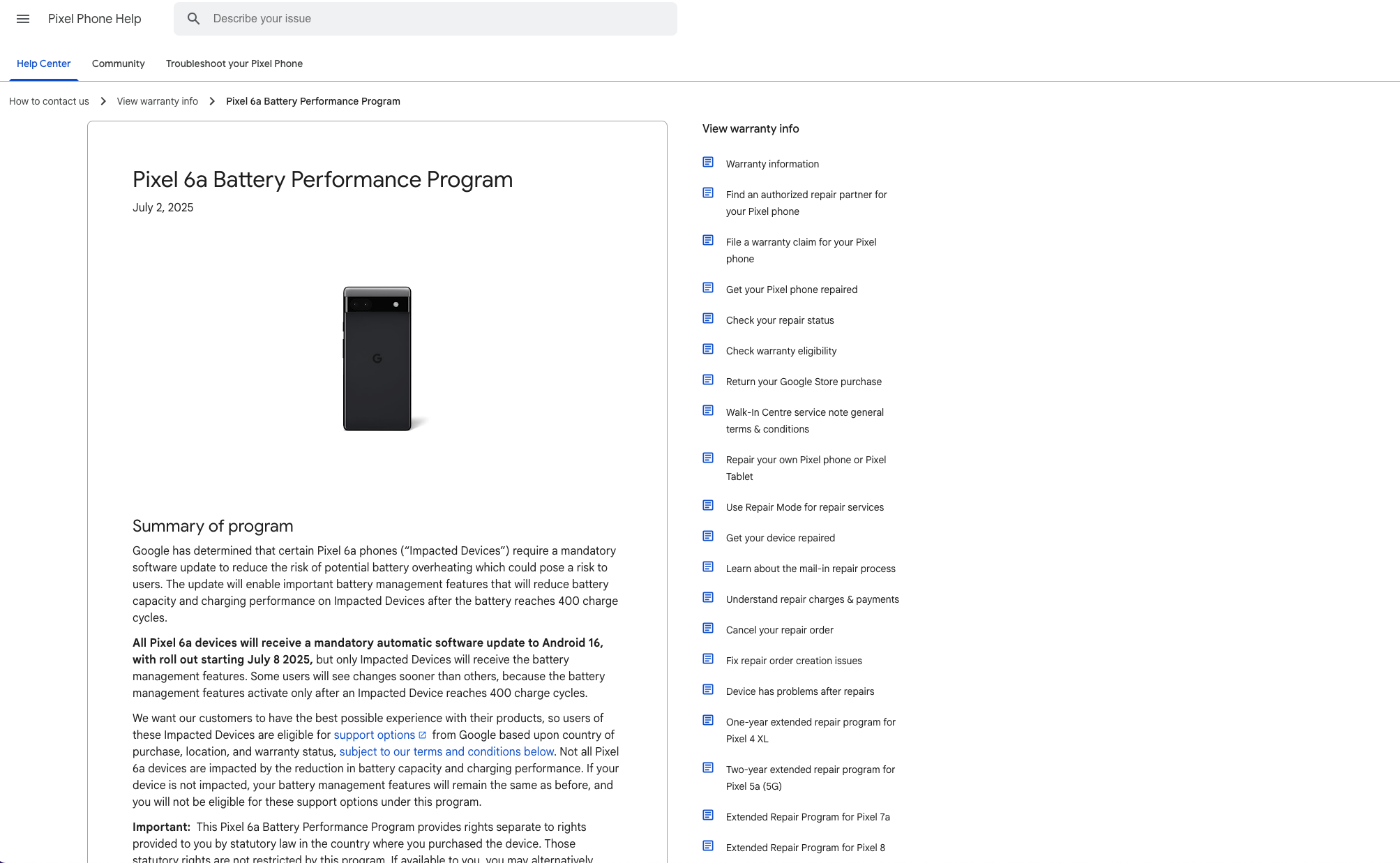 Google spiega i motivi del richiamo del Pixel 6a