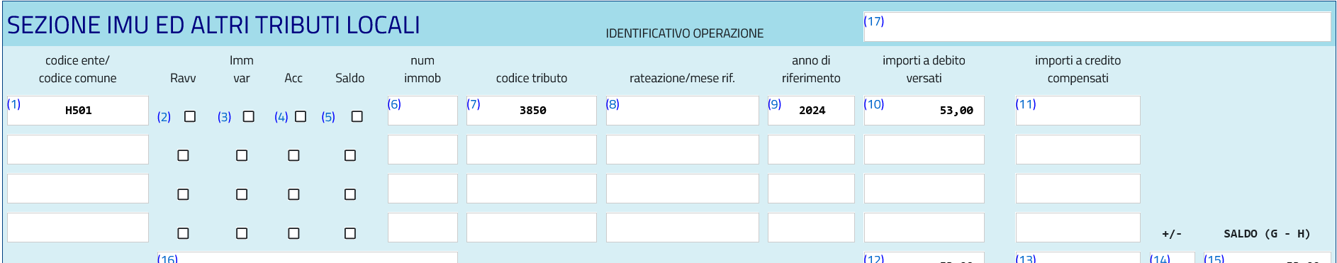 Modello F24 codice tributo 3850