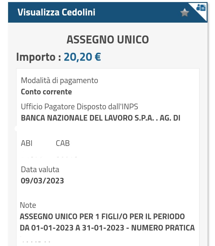 Disposizioni pagamento arretrati assegno unico