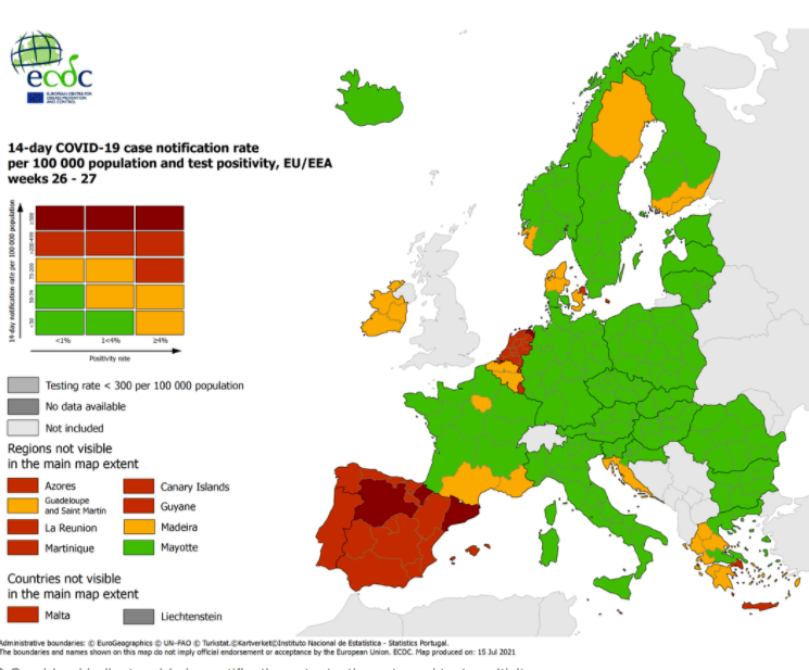 Mappa ECDC Europa