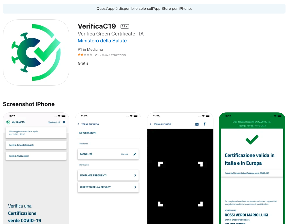 VerificaC19 su App Store