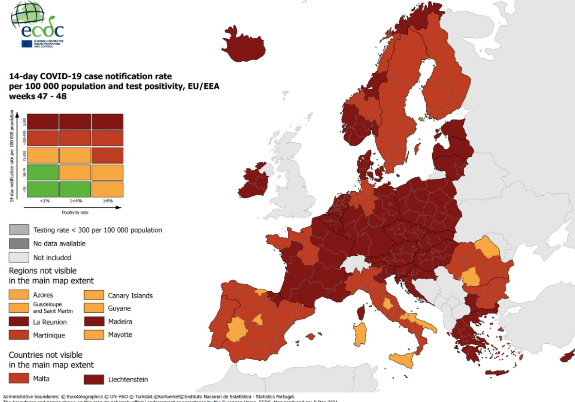 Mappa Ecdc 9 dicembre