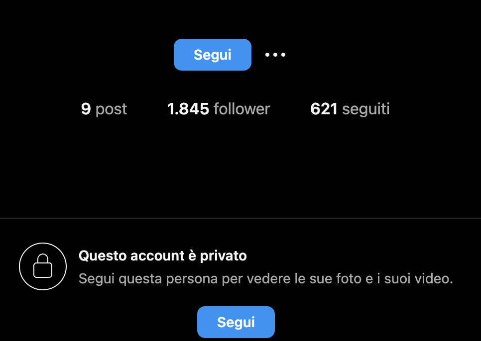 Profilo privato su Instagram