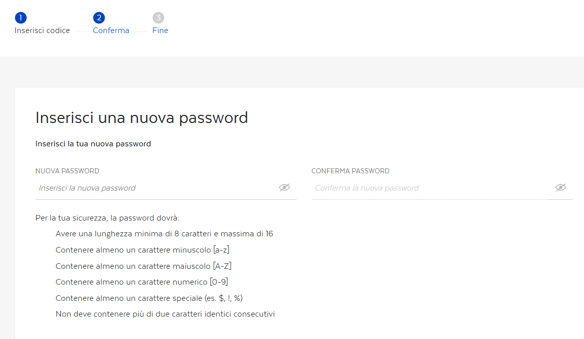 Inserisci una nuova password