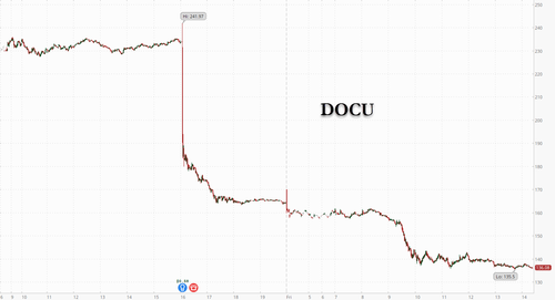 Andamento intraday del titolo Docusign (3 dicembre 2021)