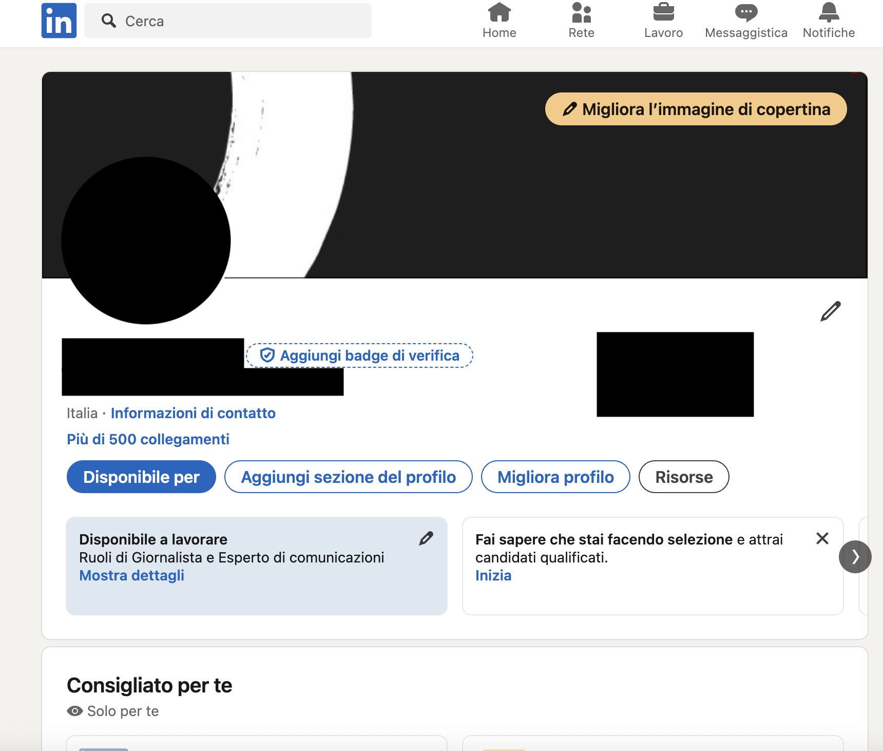 Il profilo LinkedIn
