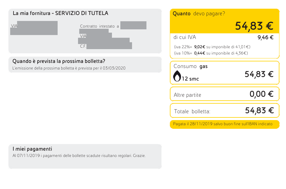 Consumo e stato pagamenti
