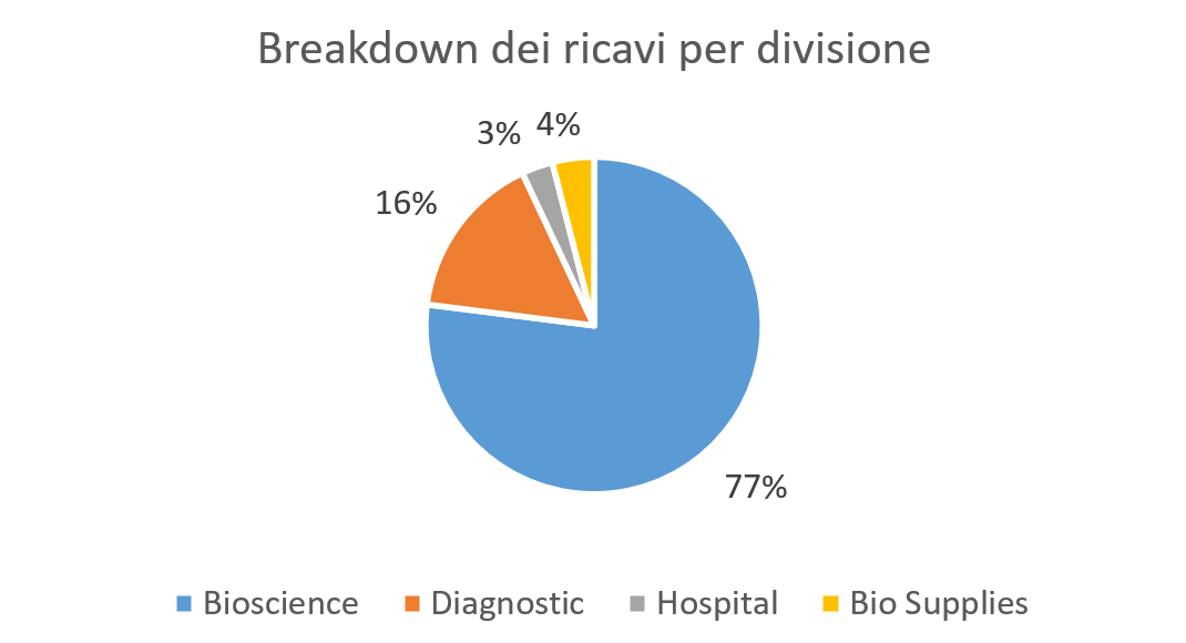 Breakdown dei ricavi per divisione