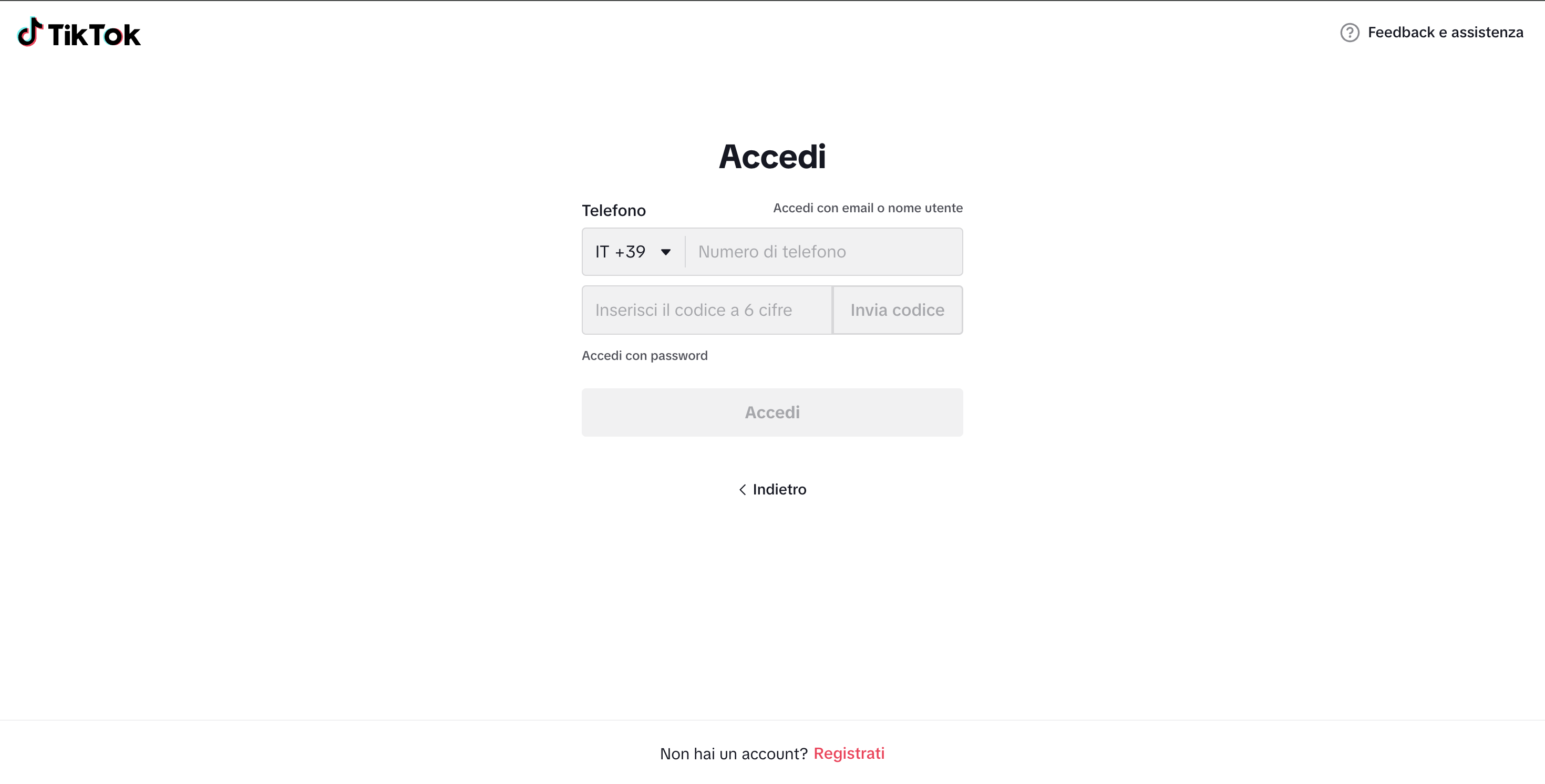 Login di TikTok