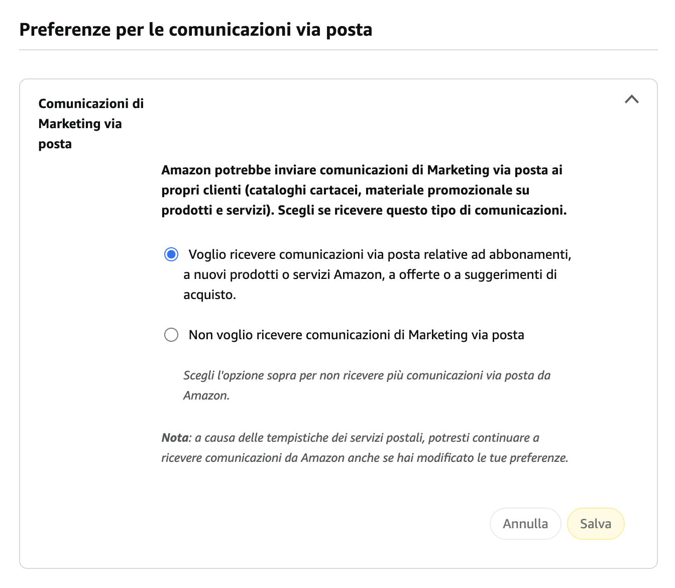 Comunicazioni via posta