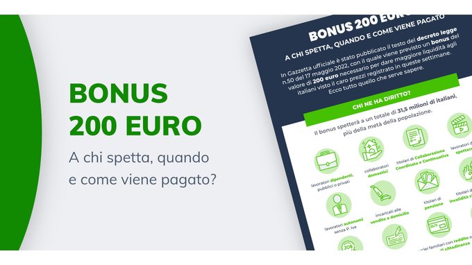 Tutto quello che serve sapere sul bonus 200 euro