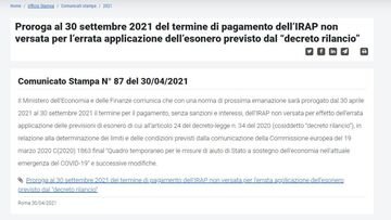 Proroga IRAP ufficiale: scadenza al 30 settembre. Novità dal MEF