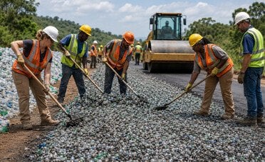 Asfalto addio. 684.000 bottiglie di plastica diventano 1 chilometro di strada