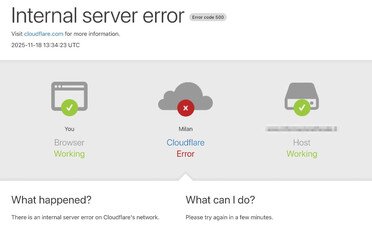 Cloudfare in down, migliaia di siti offline (errore 500). Cosa succede?