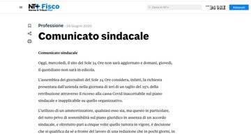 Redazione Sole 24 Ore in rivolta contro il taglio del 25% sugli stipendi. ANSA in sciopero