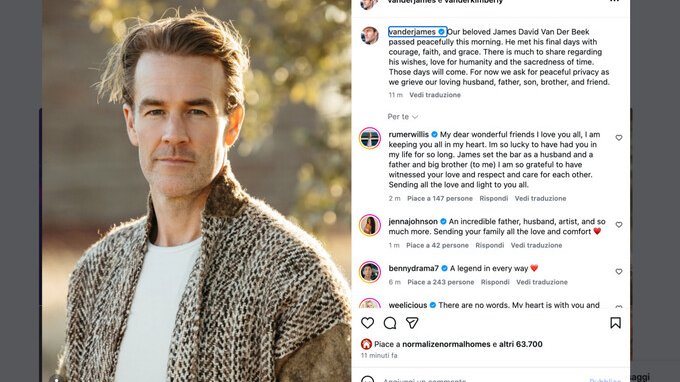Patrimonio ed eredità di James Van Der Beek. L'attore di Dawson Creek ci ha lasciato a 48 anni
