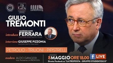 Giulio Tremonti in diretta venerdì 8 maggio su crisi globale e ripresa italiana