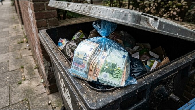 Getta €7.000 per sbaglio in un cassonetto. Ma li ritrova dopo 2 giorni