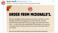 «Ordinate da McDonald's» Burger King lancia la campagna per salvare i fast food