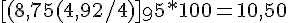 {[(8,75+(4,92/4)]\95}*100=10,50