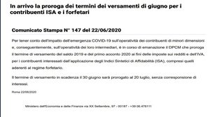Ufficiale: proroga imposte al 20 luglio