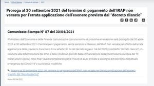 Proroga IRAP ufficiale: scadenza al 30 settembre. Novità dal MEF